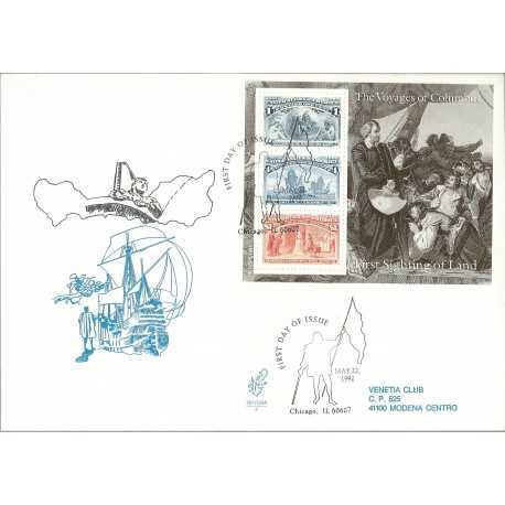 1992 FDC VENETIA N 754 STATI UNITI USA CRISTOFORO COLOMBO BF 6 BUSTE VIAGGIATE MF27838