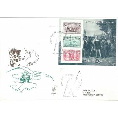 1992 FDC VENETIA N 754 STATI UNITI USA CRISTOFORO COLOMBO BF 6 BUSTE VIAGGIATE MF27838