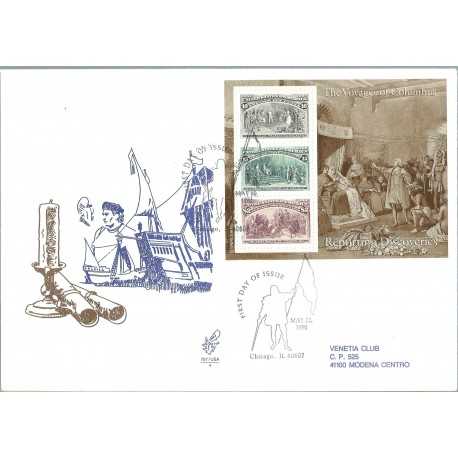 1992 FDC VENETIA N 754 STATI UNITI USA CRISTOFORO COLOMBO BF 6 BUSTE VIAGGIATE MF27838