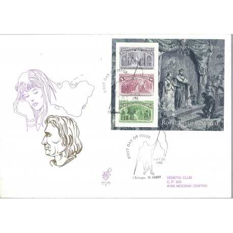 1992 FDC VENETIA N 754 STATI UNITI USA CRISTOFORO COLOMBO BF 6 BUSTE VIAGGIATE MF27838