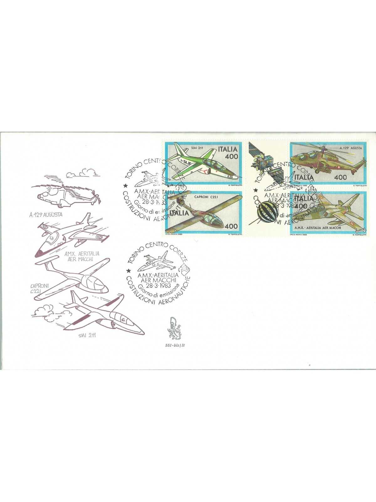 1983 FDC VENETIA 551/bis ITALIA BLOCCO AEREI NON VIAGGIATA MF27832