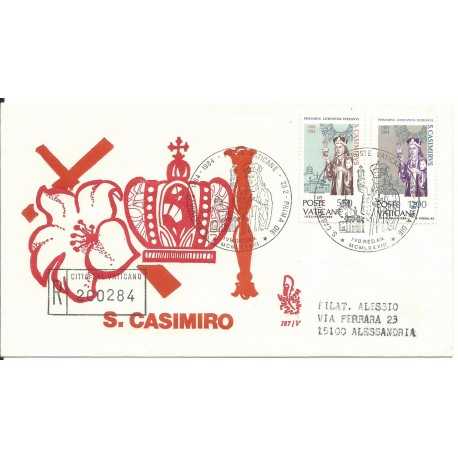 1984 FDC VENETIA N 187 /V - VATICANO S. CASIMIRO RACCOMANDATA MF28135