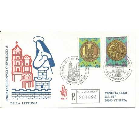 19876 FDC VENETIA N 203 /V - VATICANO EVANGELIZZAZIONE LETTONIA RACCOMANDATA MF28119