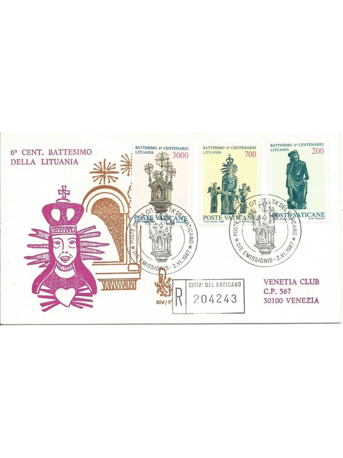 1987 FDC VENETIA N 204 /V - VATICANO BATTESIMO LITUANIA RACCOMANDATA MF28118