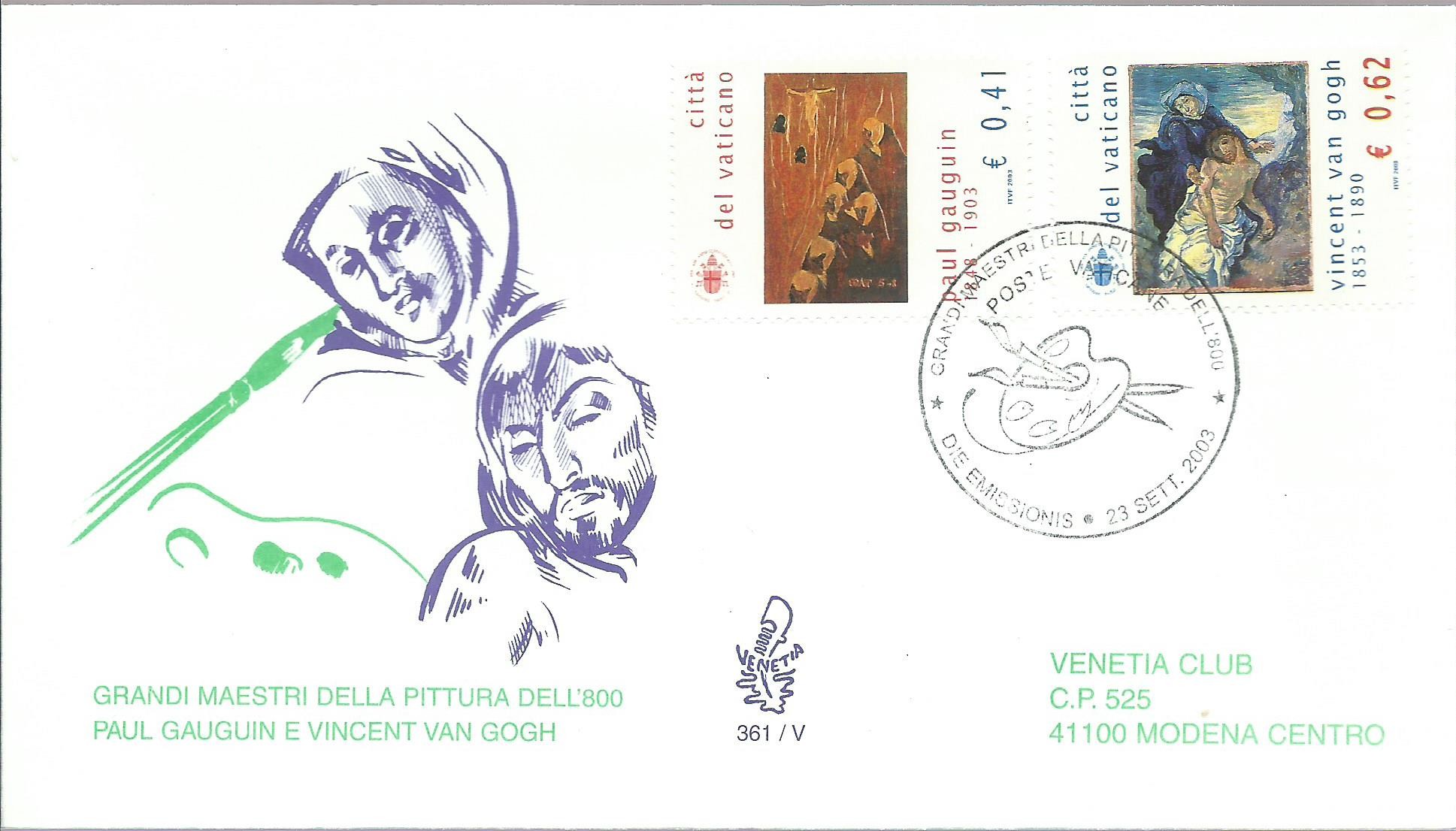 2003 FDC VENETIA N 361 VATIKAN MALER DES 800 REISE MF27991 - Bild 1 von 1
