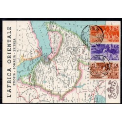 1937 ETIOPIA CARTOLINA POSTA MILITARE 106 / CUNEO 10C. + 20 C. + 75 C. MF27859