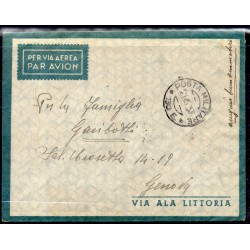1937 ETIOPIA AEROGRAMMA ADDIS ABEBA / GENOVA AFFRANCATURA AL VERSO BIONDI MF27871
