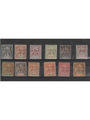 INDOCHINE - INDOCINA HOI HAO 1901SOPRASTAMPA ROSSA 12 VAL MNH MF54922