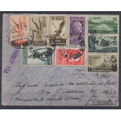 1939 A.O.I. AEROGRAMMA DA ADDIS ABEBA A FIRENZE SOGGETTI VARI CAFFAZ MF28176