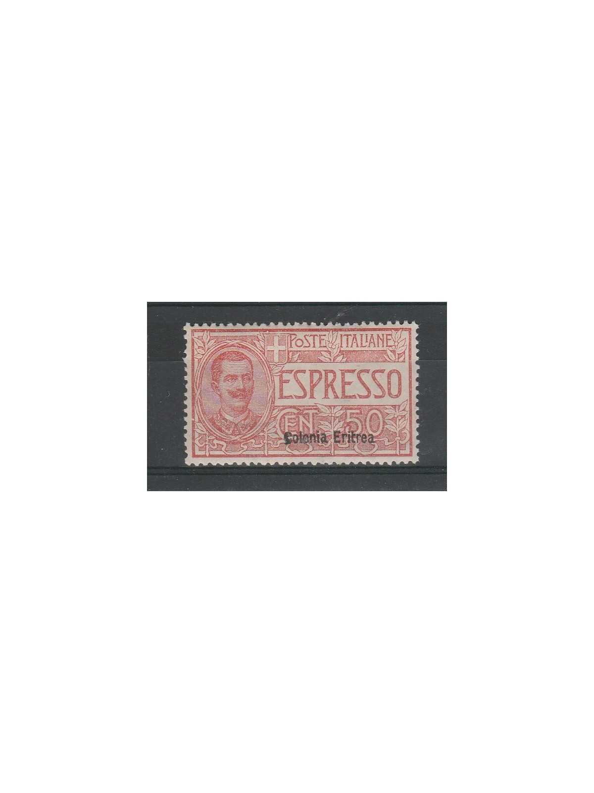 1907-21 ERITREA ESPRESSO 1 VAL 50 CENT SOPRASTAMPATO CENTRATO MNH MF55320