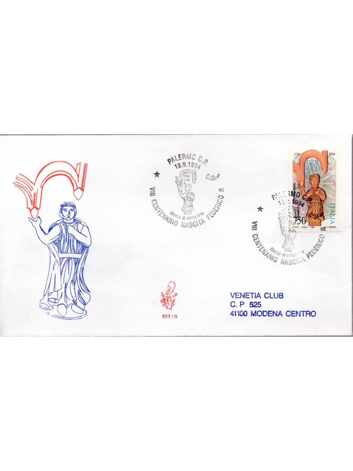 1994 FDC VENETIA 823 ITALIA FEDERICO II VIAGGIATA MF28506