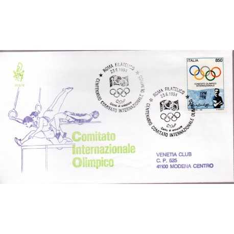 1994 FDC VENETIA 818 ITALIA COMITATO INTERNAZIONALE OLIMPICO VIAGGIATA MF28513