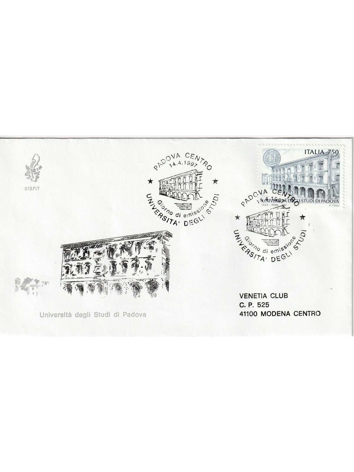 1997 FDC VENETIA 913/IT ITALIA UNIVERSITA' DEGLI STUDI DI PADOVA MF80379