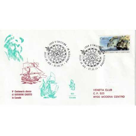 1997 FDC VENETIA 933/CANADA V° CENT. SBARCO DI CABOTO IN CANADA MF80403