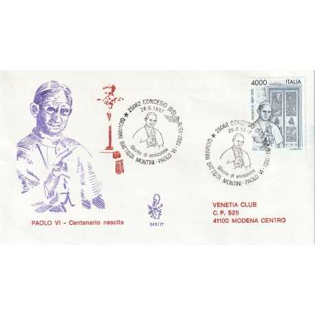 1997 FDC VENETIA 943/IT ITALIA PAOLO VI - CENTENARIO NASCITA MF80412