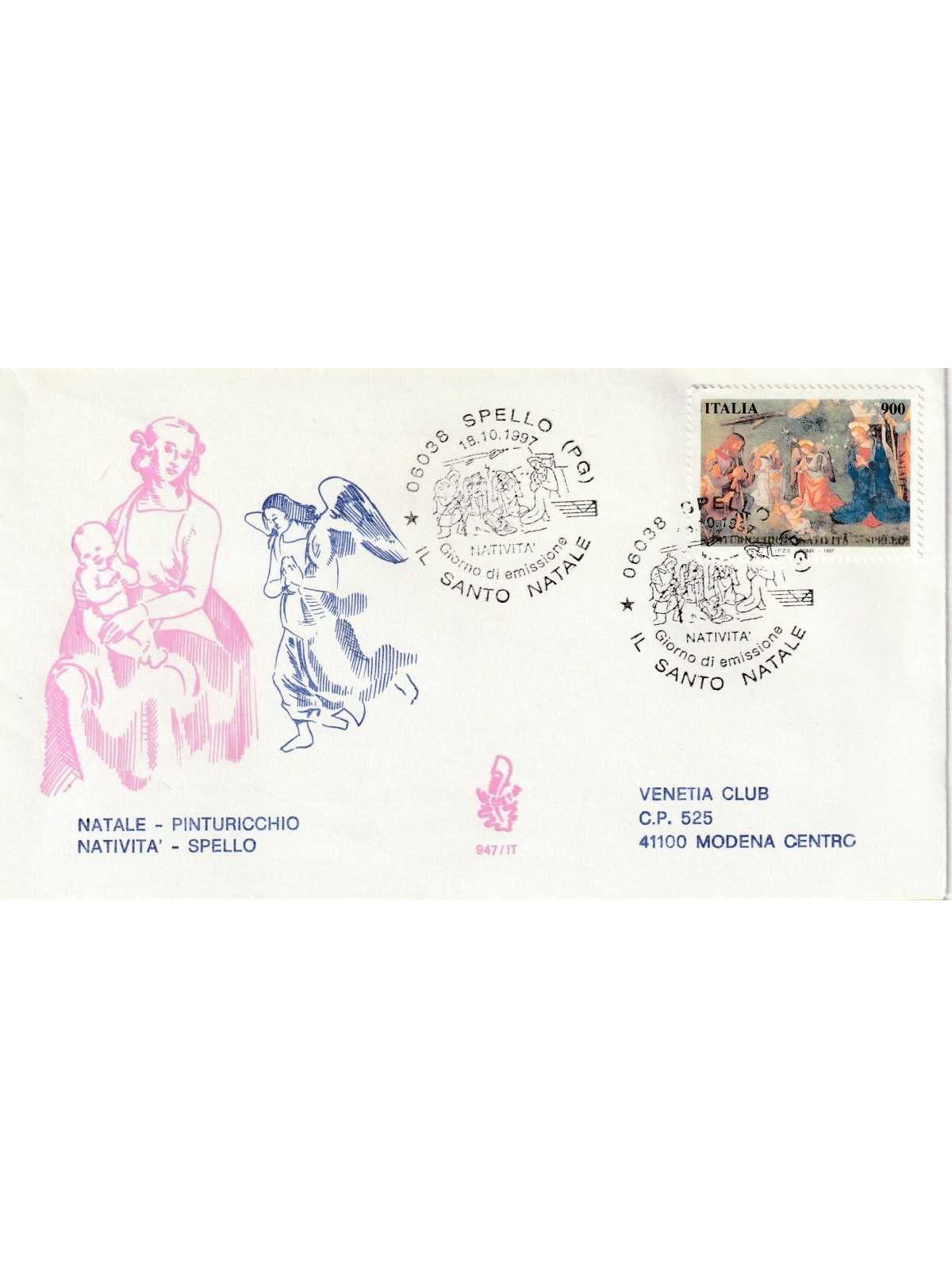 1997 FDC VENETIA 947/IT ITALIA NATALE - PINTURICCHIO NATIVITA' - SPELLO MF80416