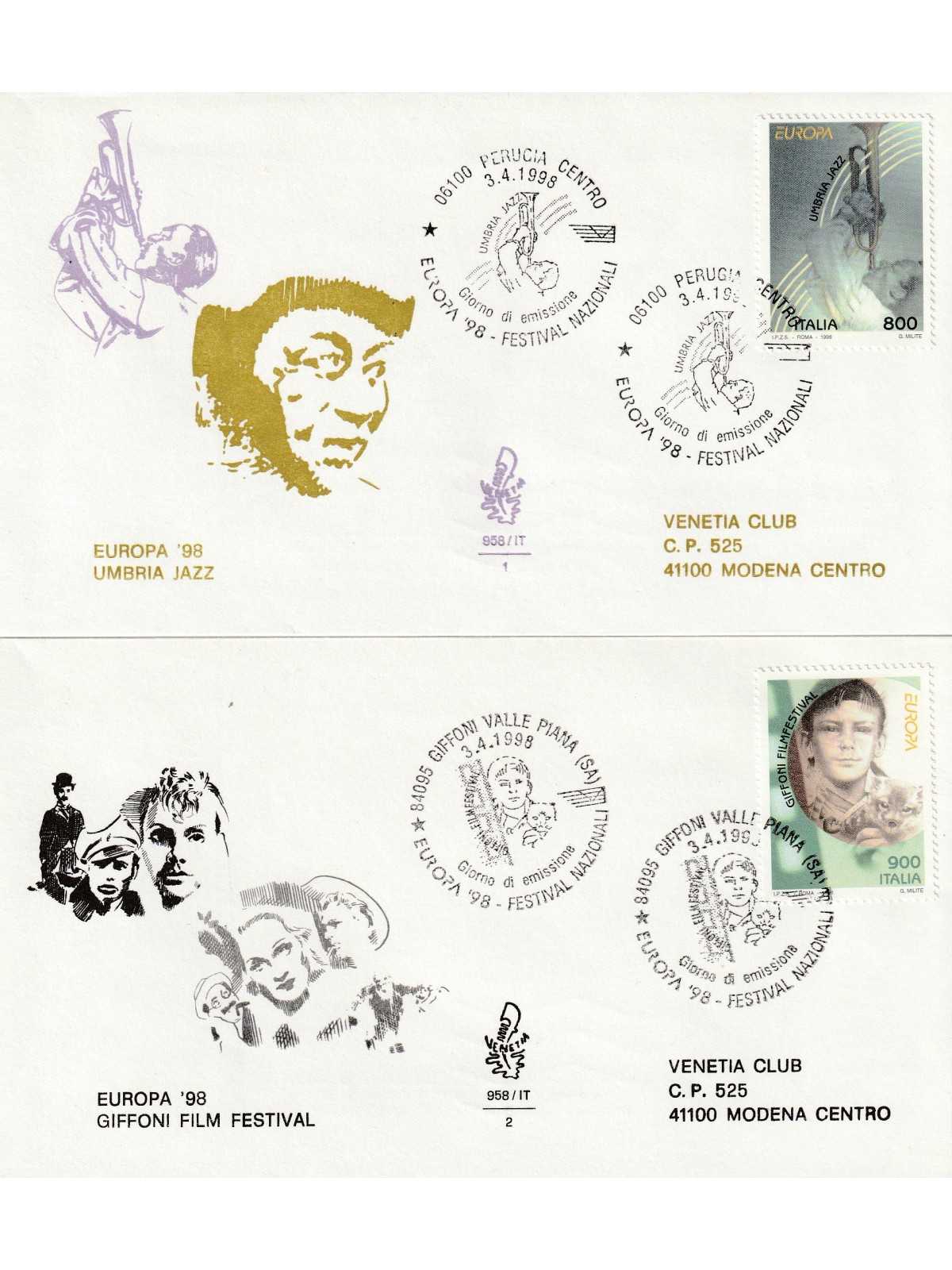 1998 FDC VENETIA 958/IT ITALIA SERIE EUROPA MF80427