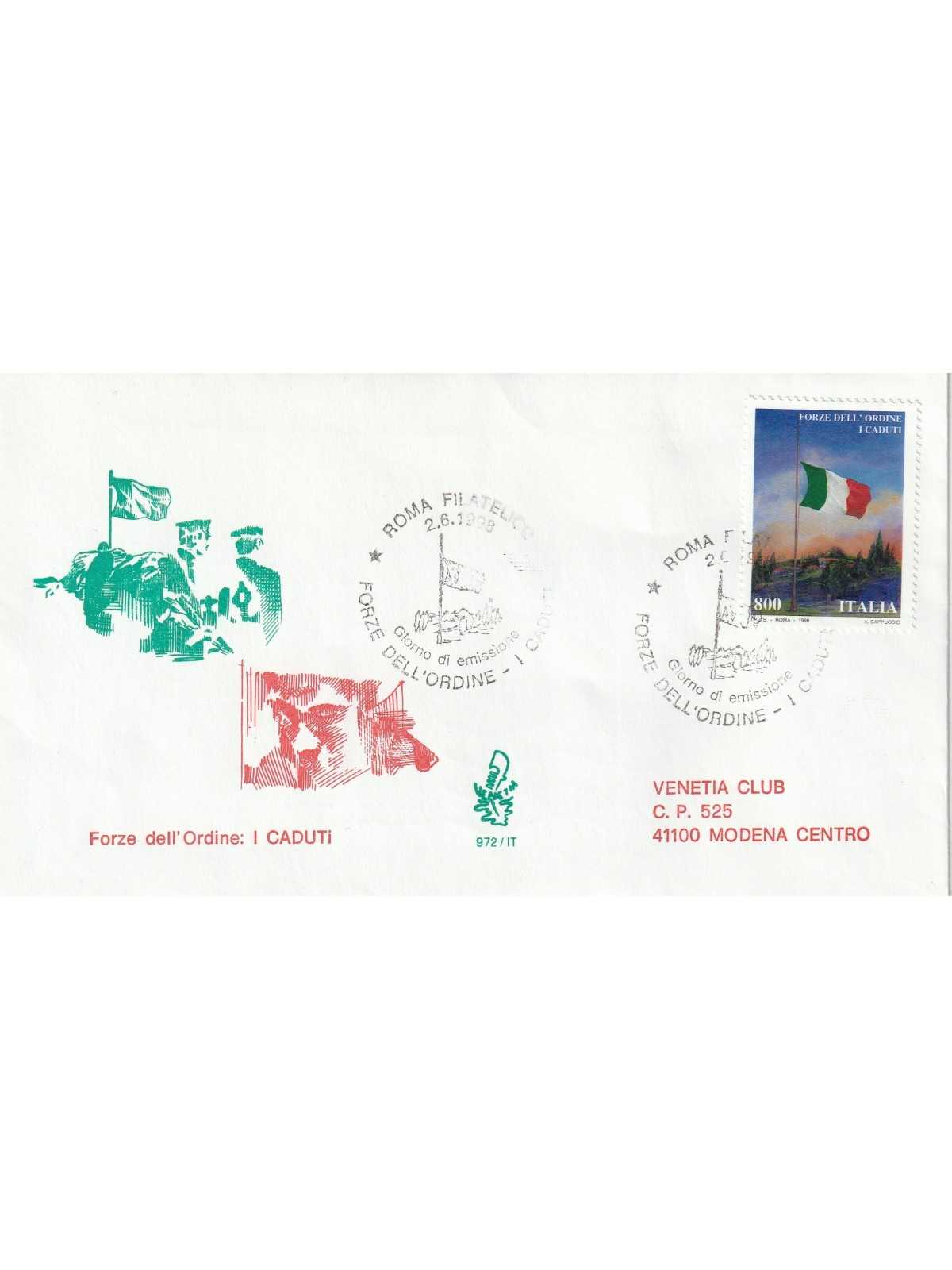 1998 FDC VENETIA 972/IT ITALIA FORZE DELL'ORDINE I CADUTI MF80441