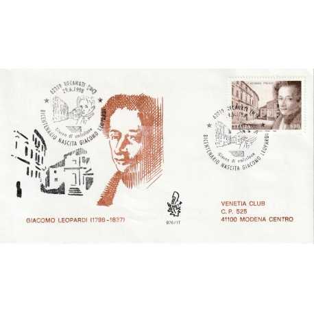 1998 FDC VENETIA 976/IT ITALIAGIACOMO LEOPARDI MF80445