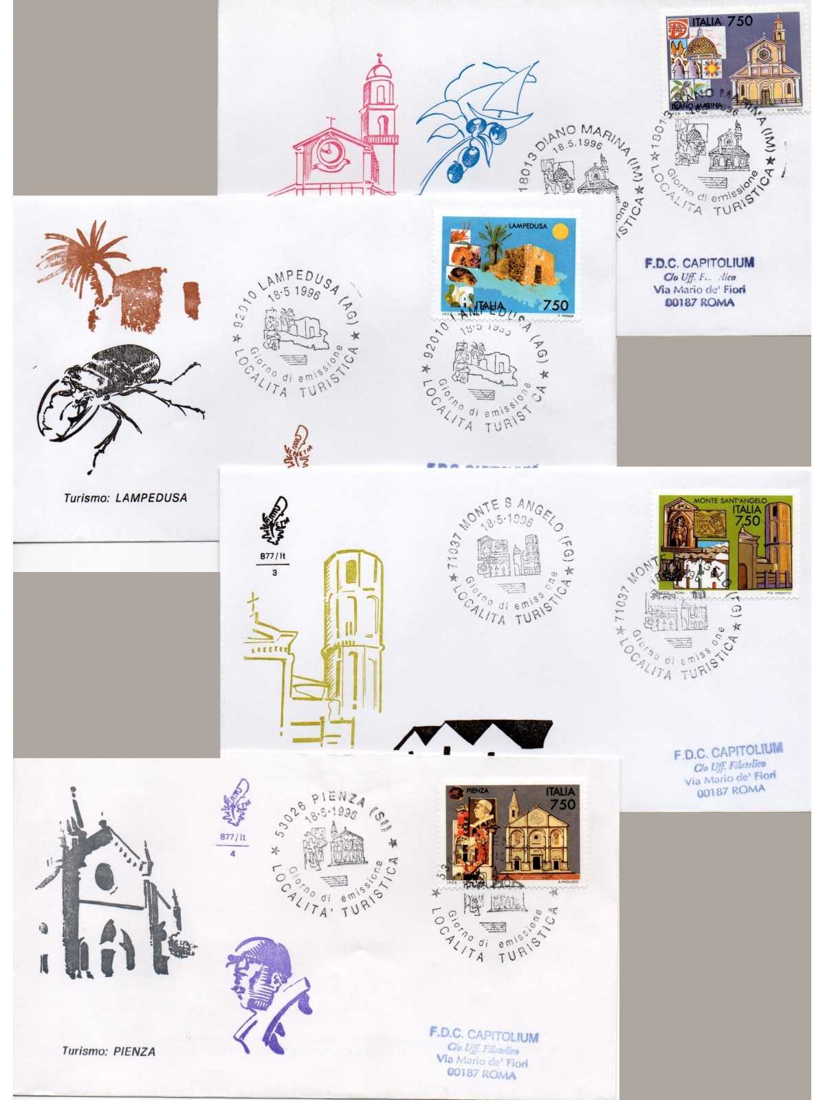 1996 FDC VENETIA 877 ITALIA SERIE TURISTICA VIAGGIATE MF28480