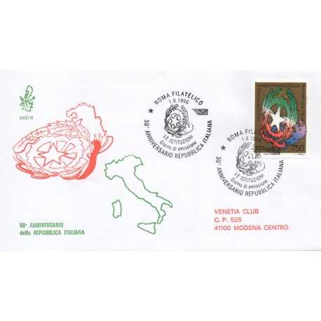 1996 FDC VENETIA 880 ITALIA 50 ANNIVERSARIO REPUBBLICA VIAGGIATA MF28479