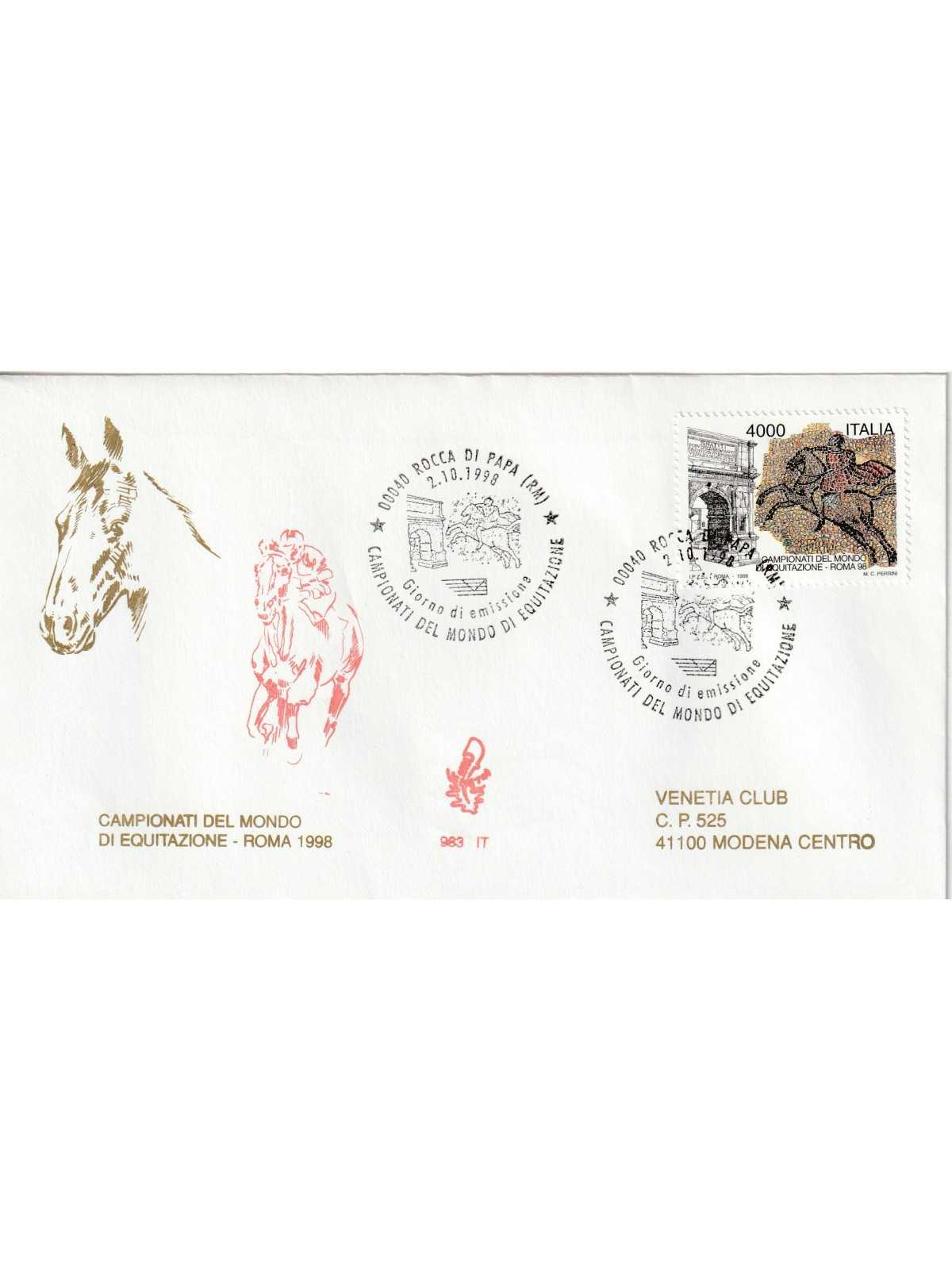 1998 FDC VENETIA 983/IT ITALIA MONDIALI DI EQUITAZIONE - ROMA MF80454