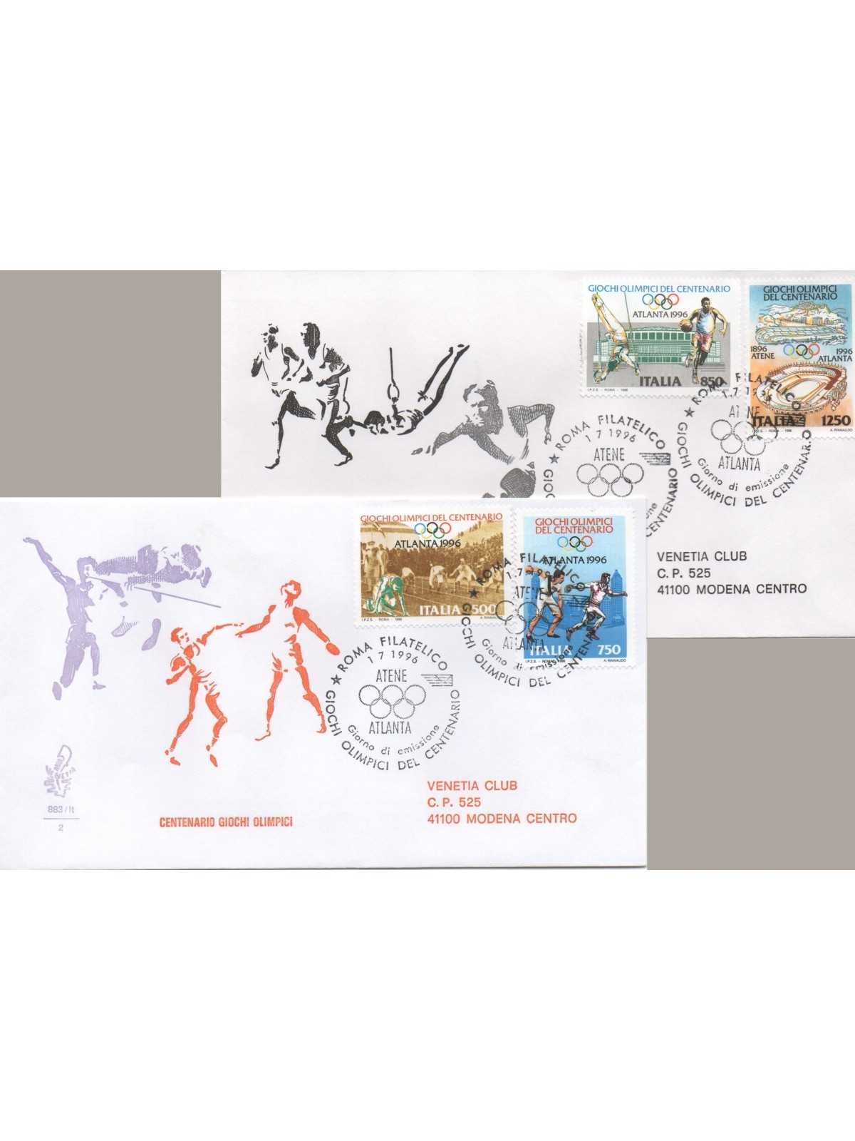 1996 FDC VENETIA 883 ITALIA CENTENARIO GIOCHI OLIMPICI VIAGGIATE MF28475