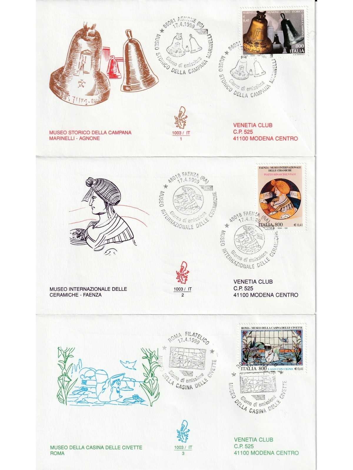 1999 FDC VENETIA 1003/IT ITALIA SERIE MUSEI NAZIONALI MF80473