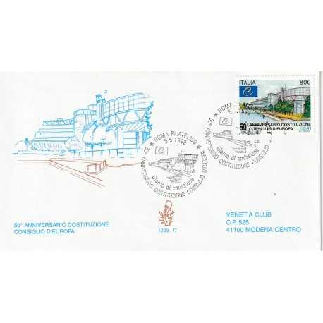 1999 FDC VENETIA 1009/IT ITALIA 50 ANN. COST. CONSIGLIO EUROPA MF80479