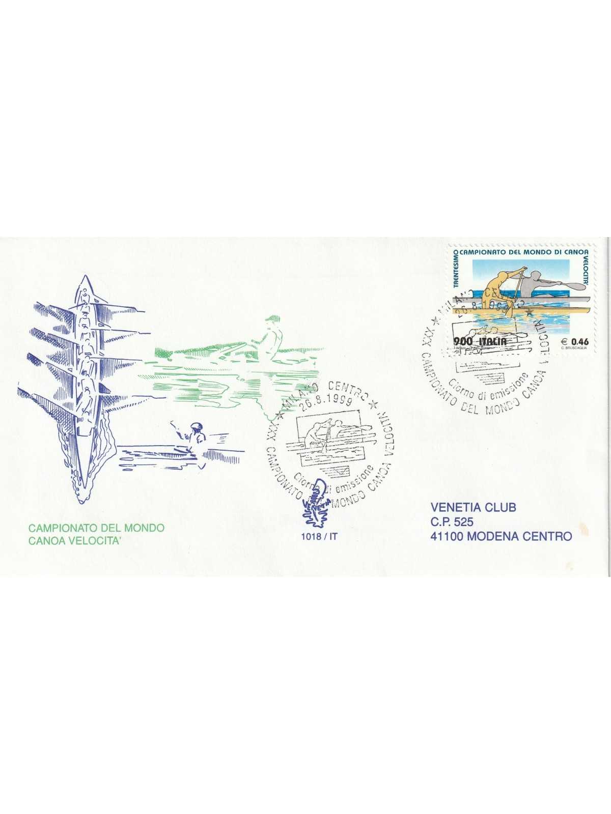 1999 FDC VENETIA 1018/IT ITALIA CAMP. DEL MONDO CANOA VELOCITA' MF80489