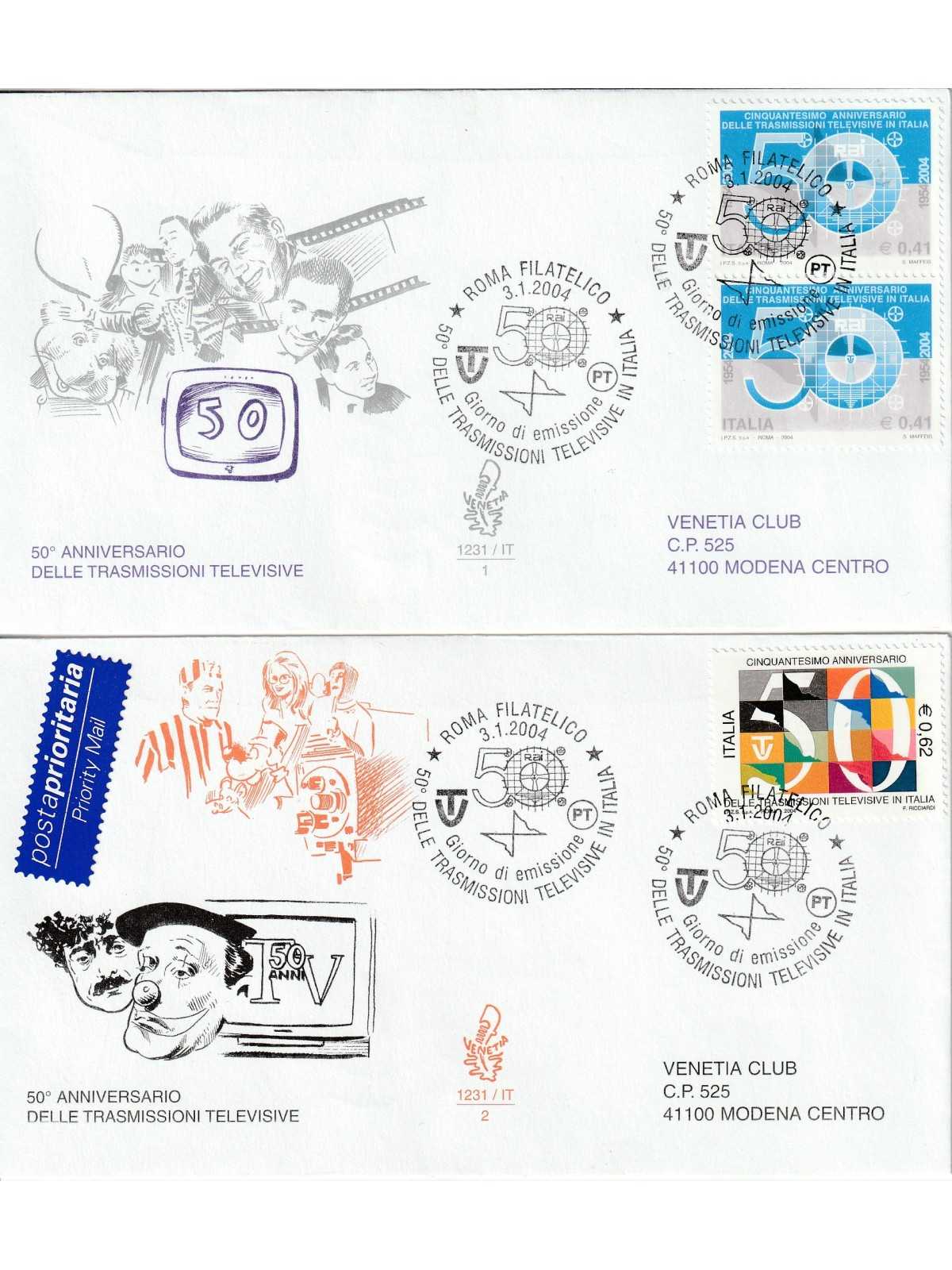 2004 FDC VENETIA N. 1231/IT ITALIA SERIE 50 ANN. TELEVISIONE MF80507