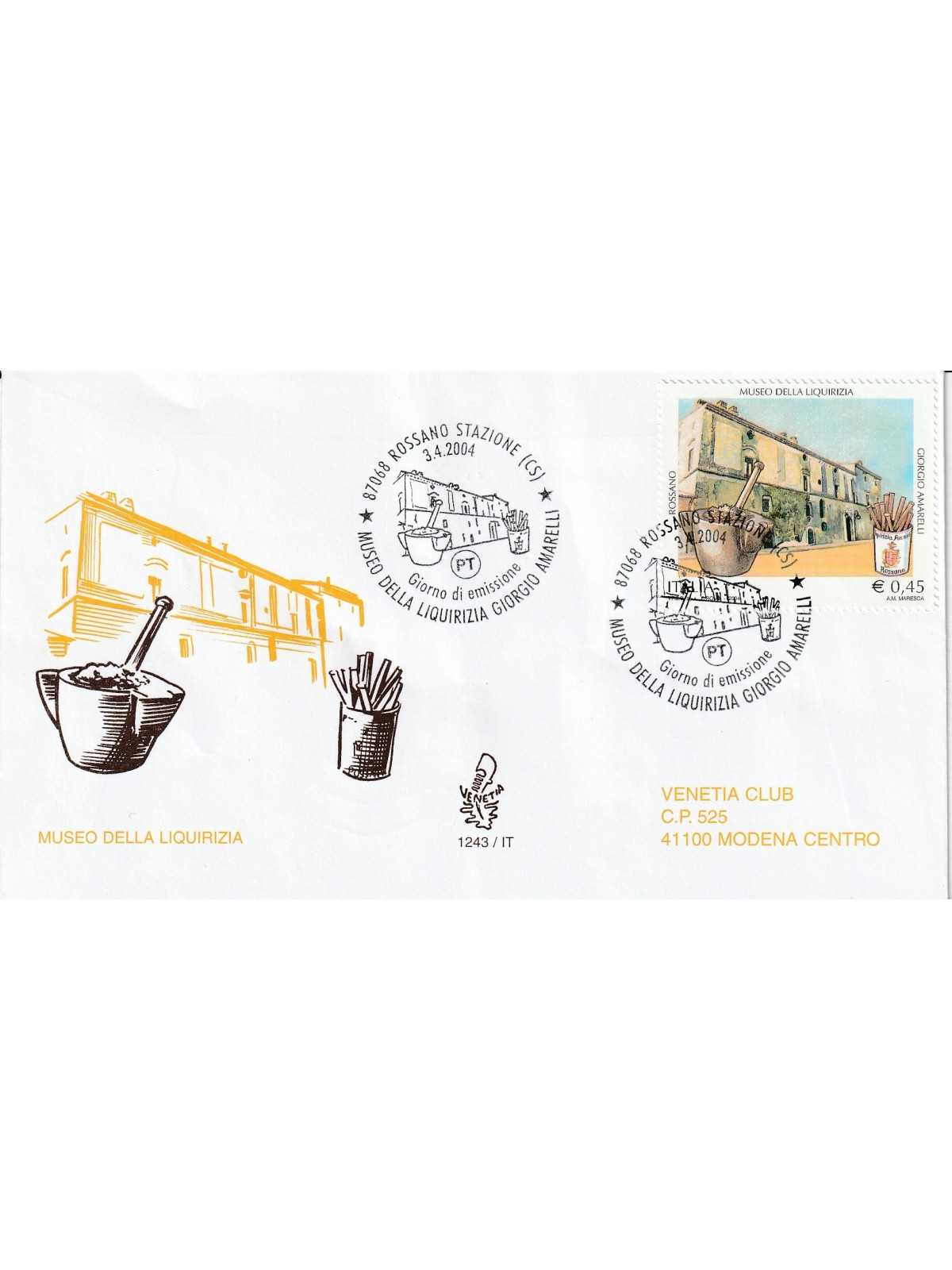 2004 FDC VENETIA N. 1243/IT ITALIA MUSEO DELLA LIQUIRIZIA MF80517