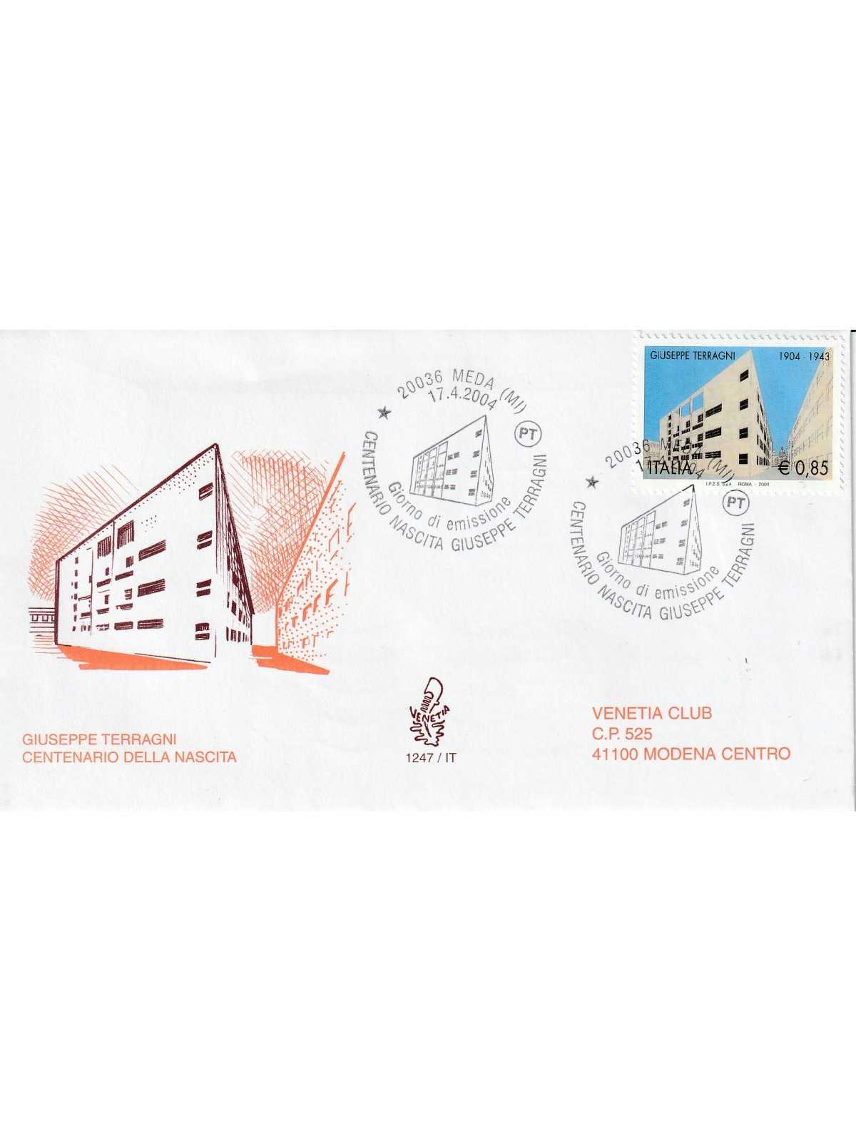 2004 FDC VENETIA N. 1247/IT ITALIA GIUSEPPE TERRAGNI CENT. NASCITA MF80521