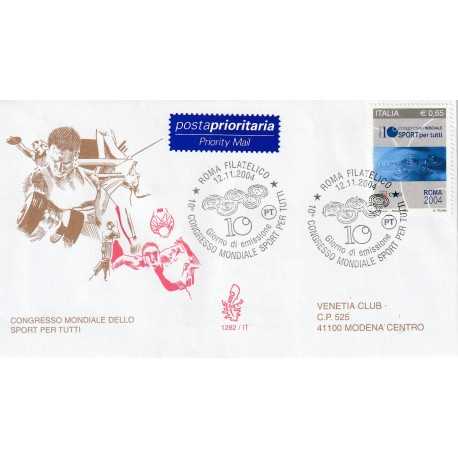 2004 FDC VENETIA N. 1282/IT TALIA CONGRESSO SPORT MONDIALE MF80555