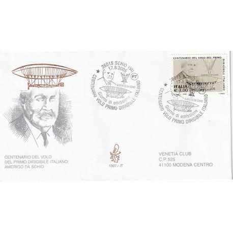 2005 FDC VENETIA N. 1307/IT ITALIA DIRIGIBILE AMERIGO DA SCHIO MF80579