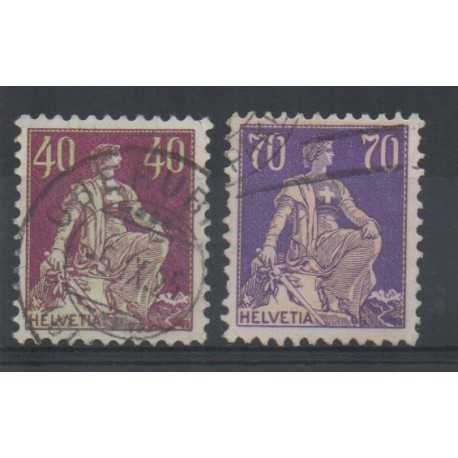 1924 / 1925 SVIZZERA SWITZERLAND HELVETIA SEDUTA 2 VALORI USATI MF28349