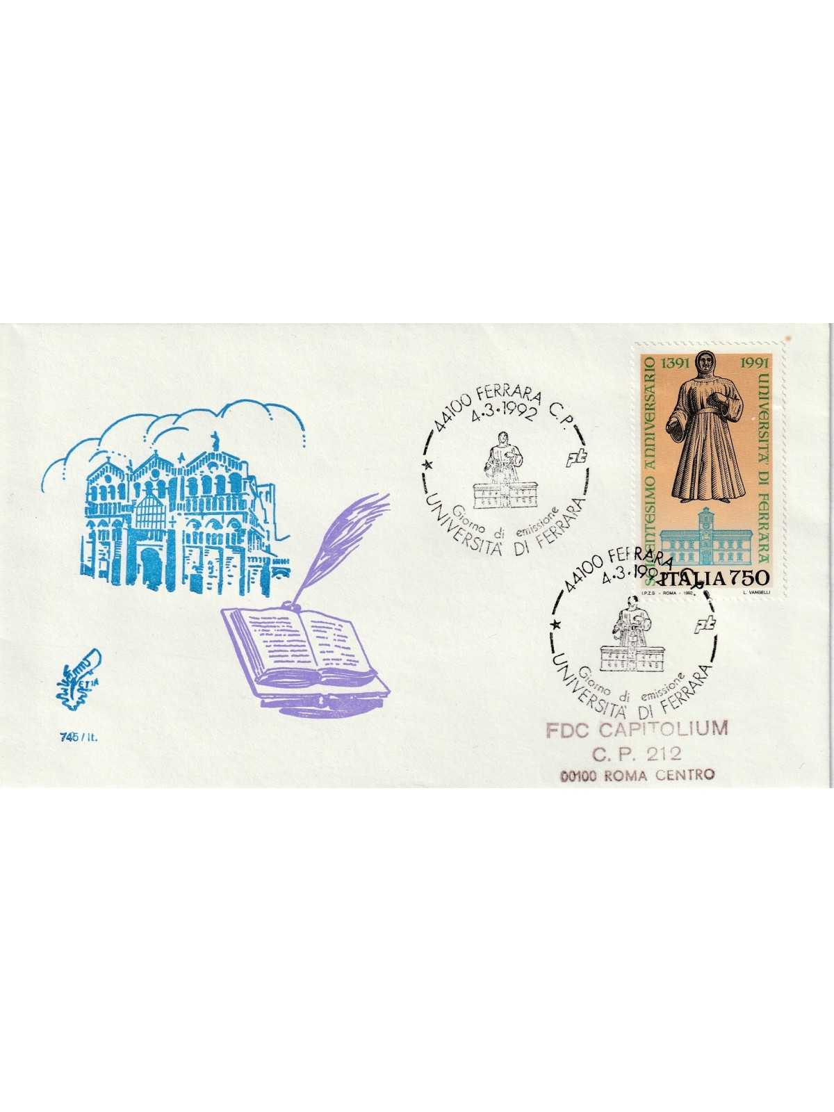 1992 FDC VENETIA 745/IT ITALIA UNIVERSITA' DI FERRARA MF80093