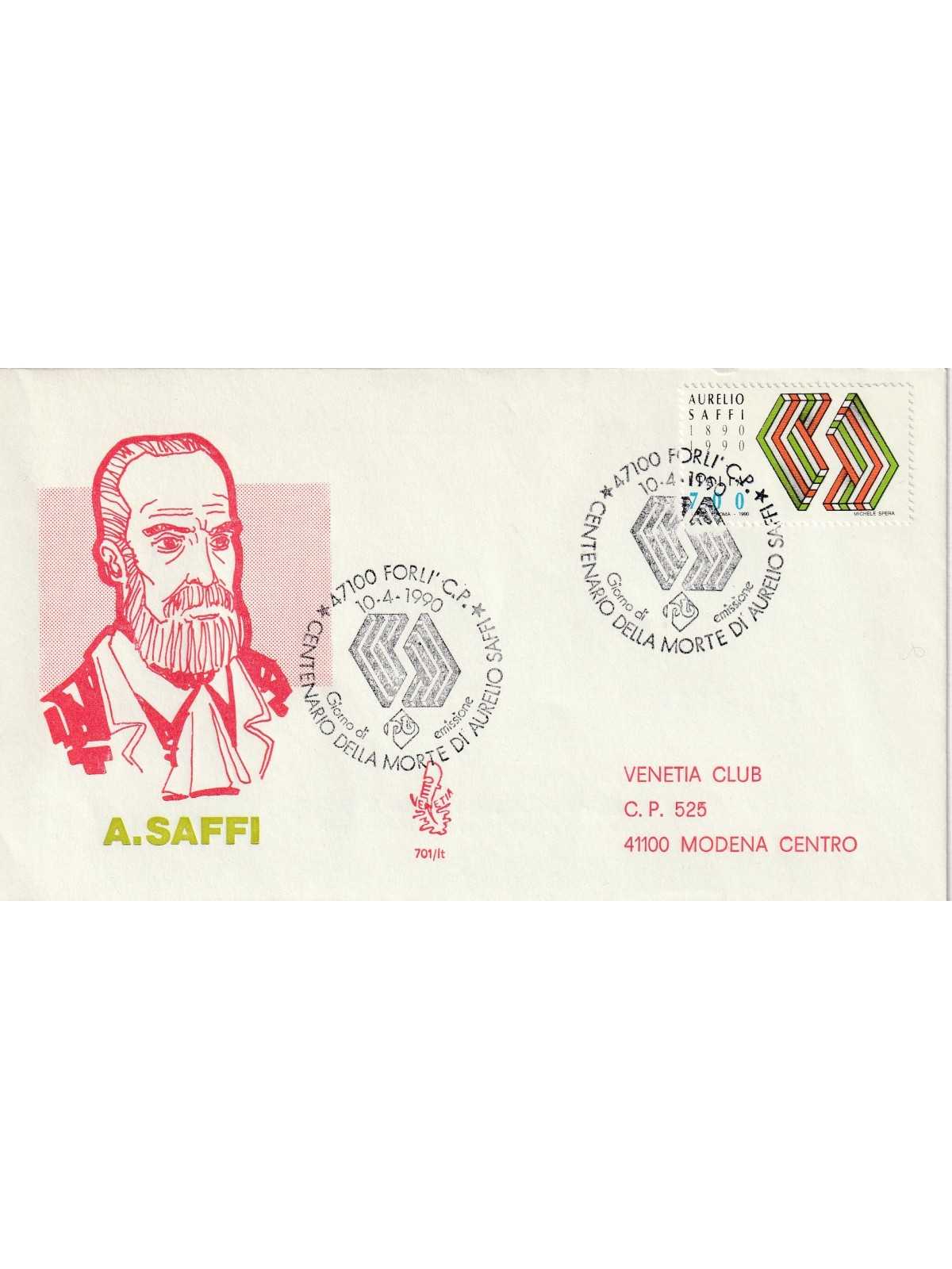 1990 FDC VENETIA N. 701/IT ITALIA AURELIO SAFFI MF80188