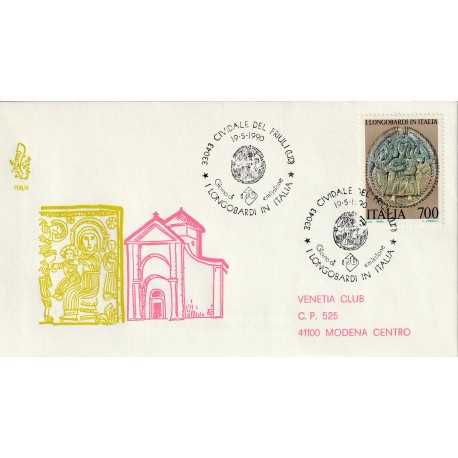 1990 FDC VENETIA N. 708/IT ITALIA I LONGOBARDI IN ITALIA MF80195