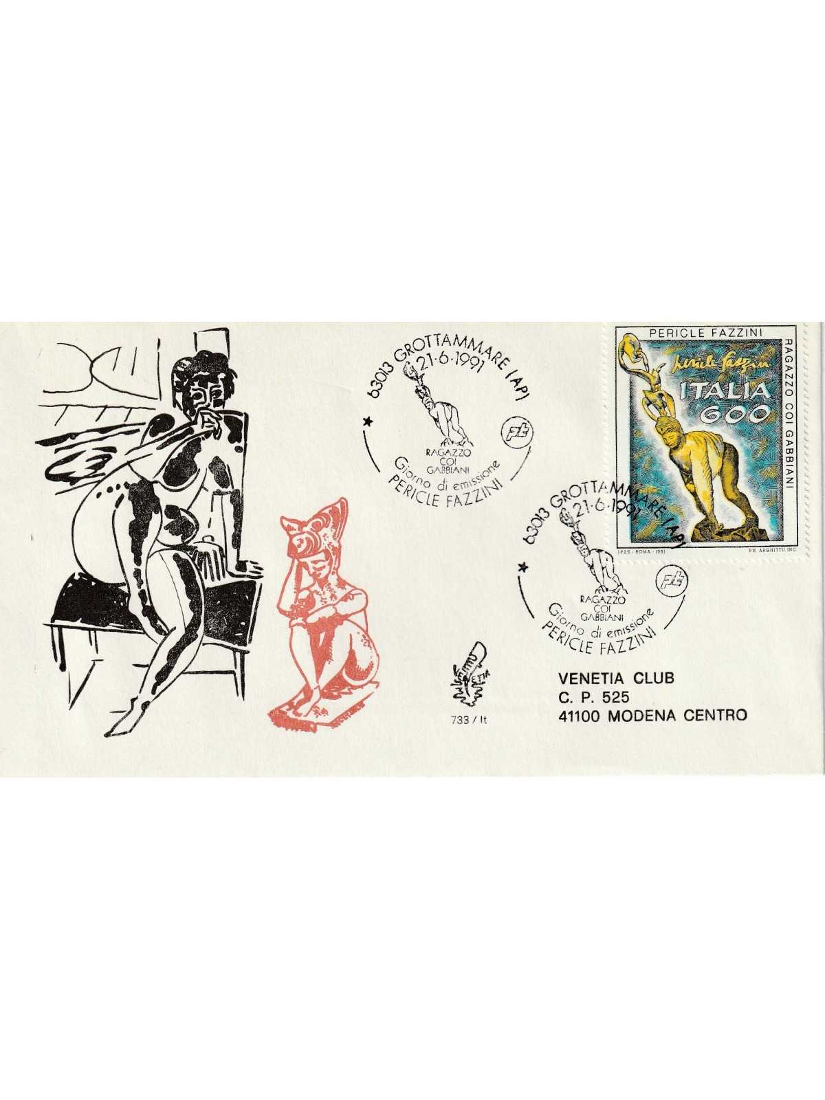 1991 FDC VENETIA N. 733/IT ITALIA PERICLE FAZZINI MF80223