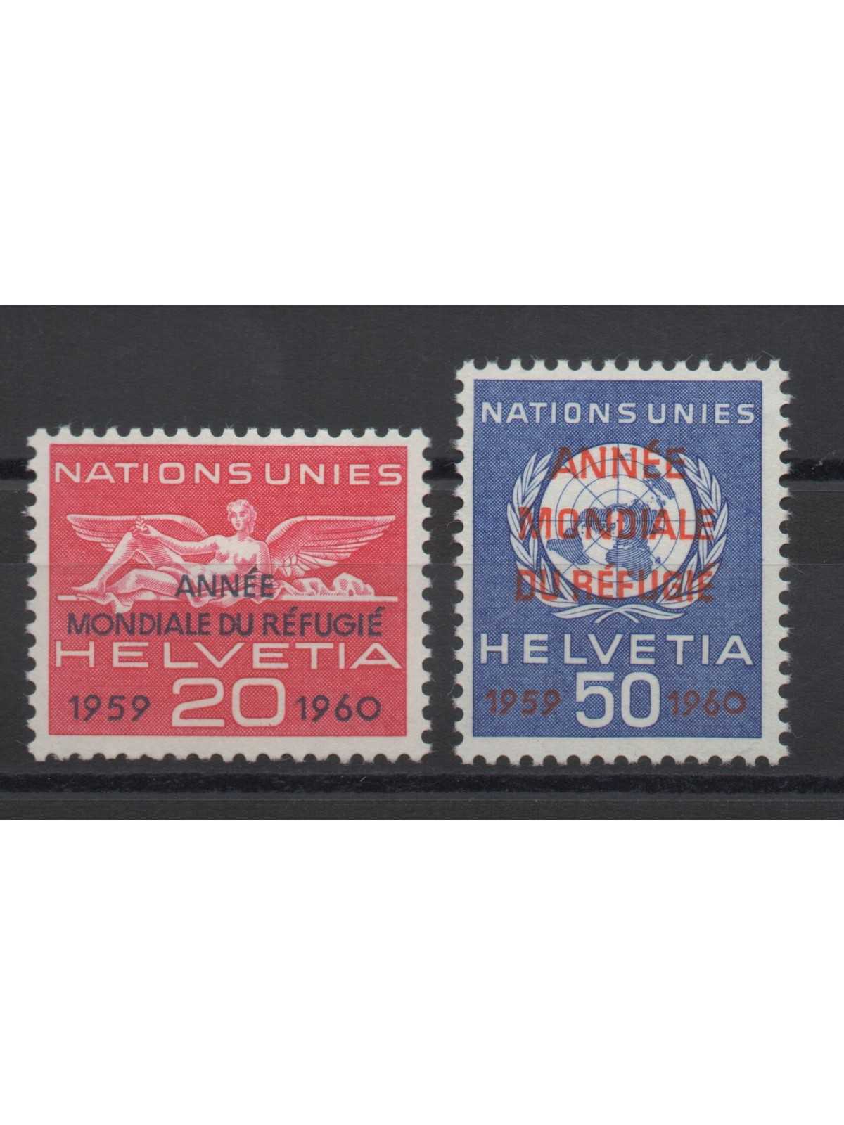 1960 SVIZZERA SWITZERLAND SERVIZIO ANNO RIFUGIATO 2 V MNH MF28392