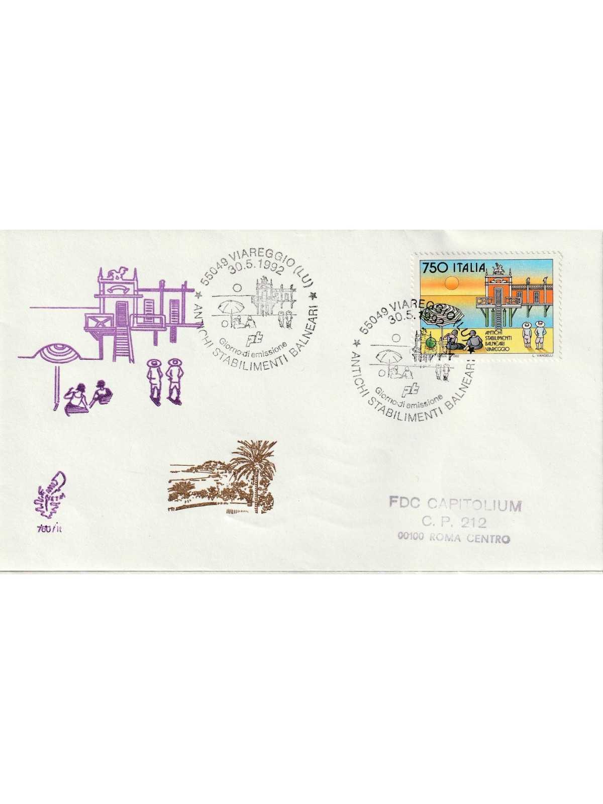 1992 FDC VENETIA 760/IT ITALIA ANTICHI STABILIMENTI BALNEARI - VIAREGGIO MF80235