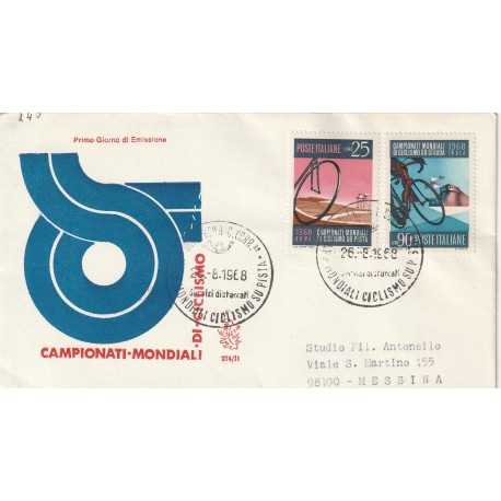 1968 FDC VENETIA N. 274/IT ITALIA CAMP. MOND. CICLISMO MF80754