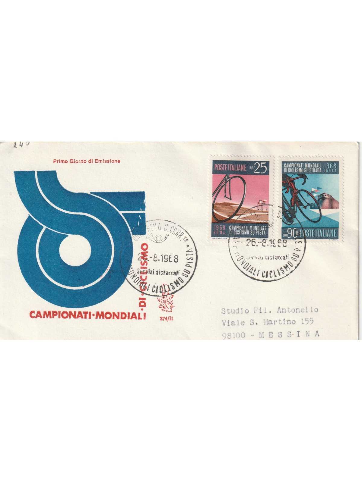 1968 FDC VENETIA N. 274/IT ITALIA CAMP. MOND. CICLISMO MF80754