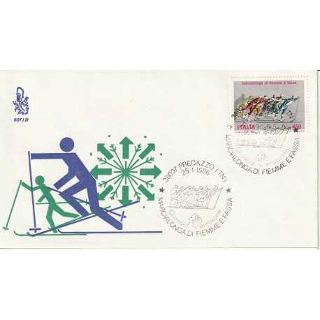 1986 FDC VENETIA N. 607/IT ITALIA MARCIALONGA DI FIEMME E FASSA MF80783