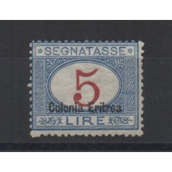 1920 / 1926 ERITREA SEGNATASSE 5 LIRE SOPRAST. IN BASSO N 23 MLH CILIO MF28541