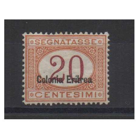 1920 / 26 ERITREA SEGNATASSE 20 CENT. SOPRAST. IN BASSO CENTRATO MLH CILIO MF28449