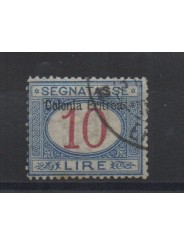 1903 ERITREA SEGNATASSE 10 LIRE SOPRASTAMPA IN ALTO USATO CILIO MF28450