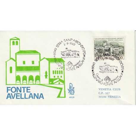 1980 FDC VENETIA 491/IT ITALIA MILLENARIO FONTE AVELLANA MF80831