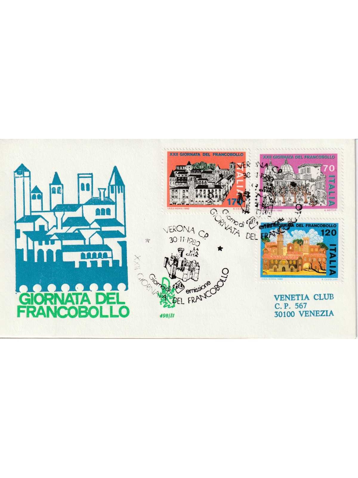 1980 FDC VENETIA 498/IT ITALIA GIORNATA DEL FRANCOBOLLO MF80839